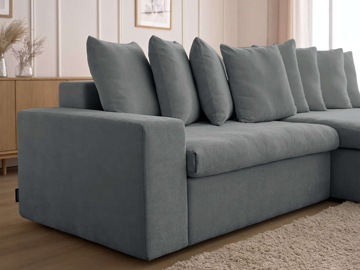 Canapé d'angle fixe ENORE tissu lisse