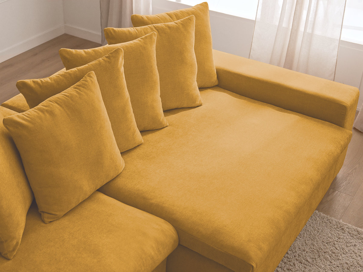 Canapé d'angle fixe ENORE tissu lisse