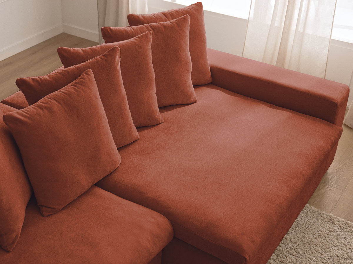 Canapé d'angle fixe ENORE tissu lisse