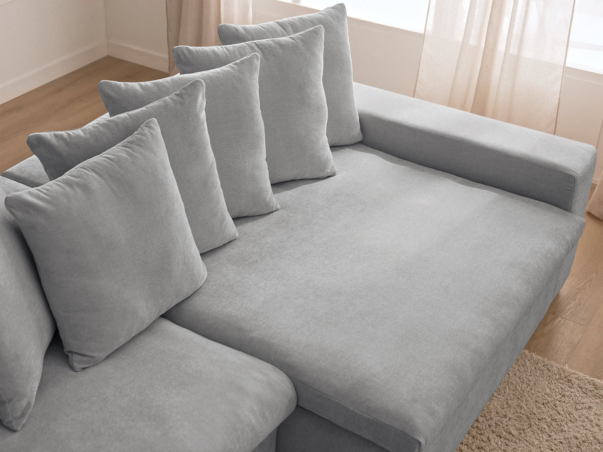 Canapé d'angle fixe ENORE tissu lisse