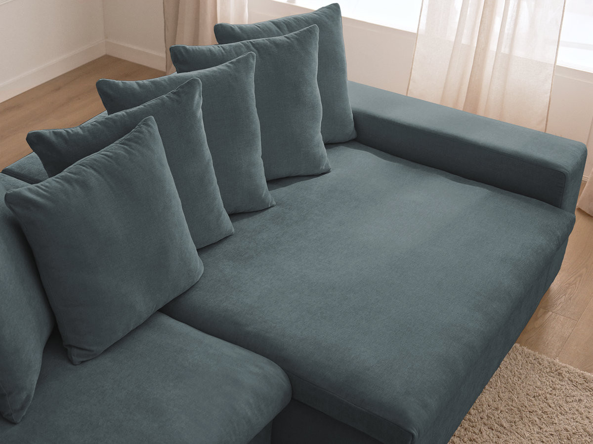 Canapé d'angle fixe ENORE tissu lisse