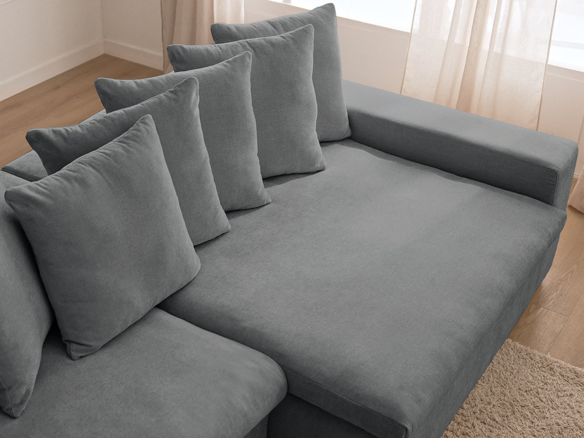 Canapé d'angle fixe ENORE tissu lisse