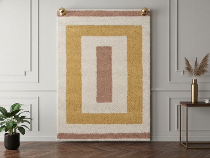 Tapis poils longs LOAN motif graphique