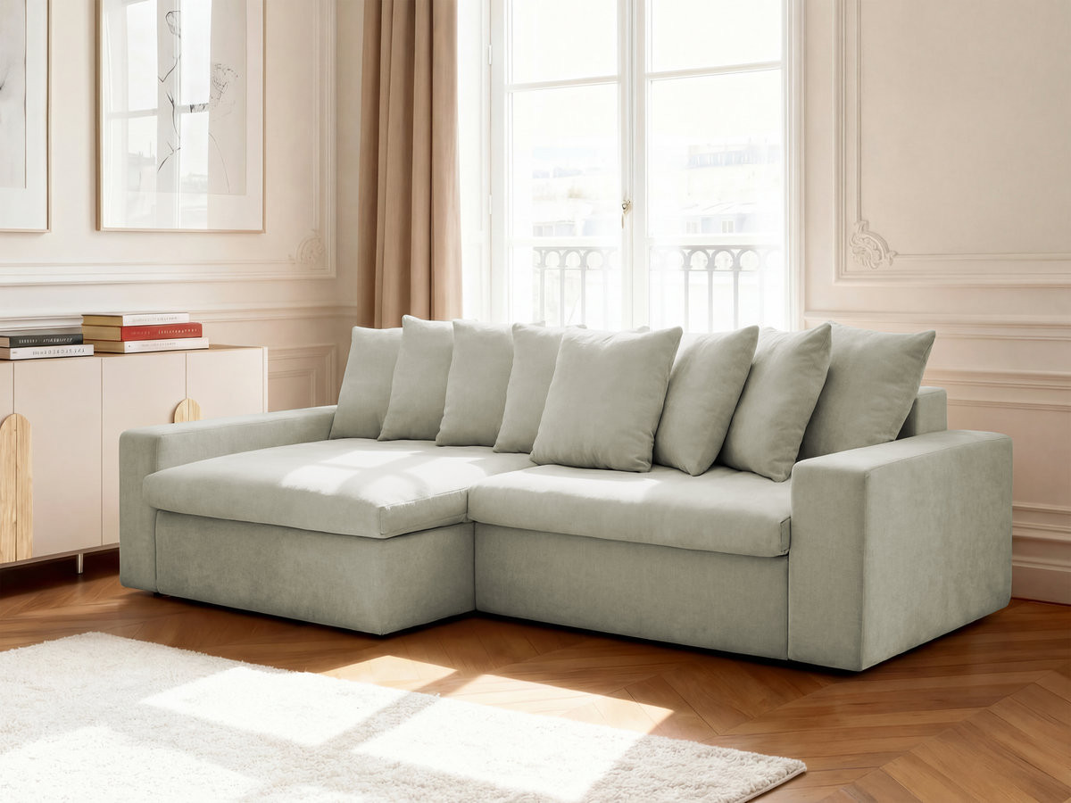 Canapé d'angle fixe ENORE tissu lisse