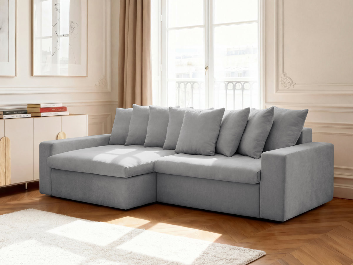 Canapé d'angle fixe ENORE tissu lisse