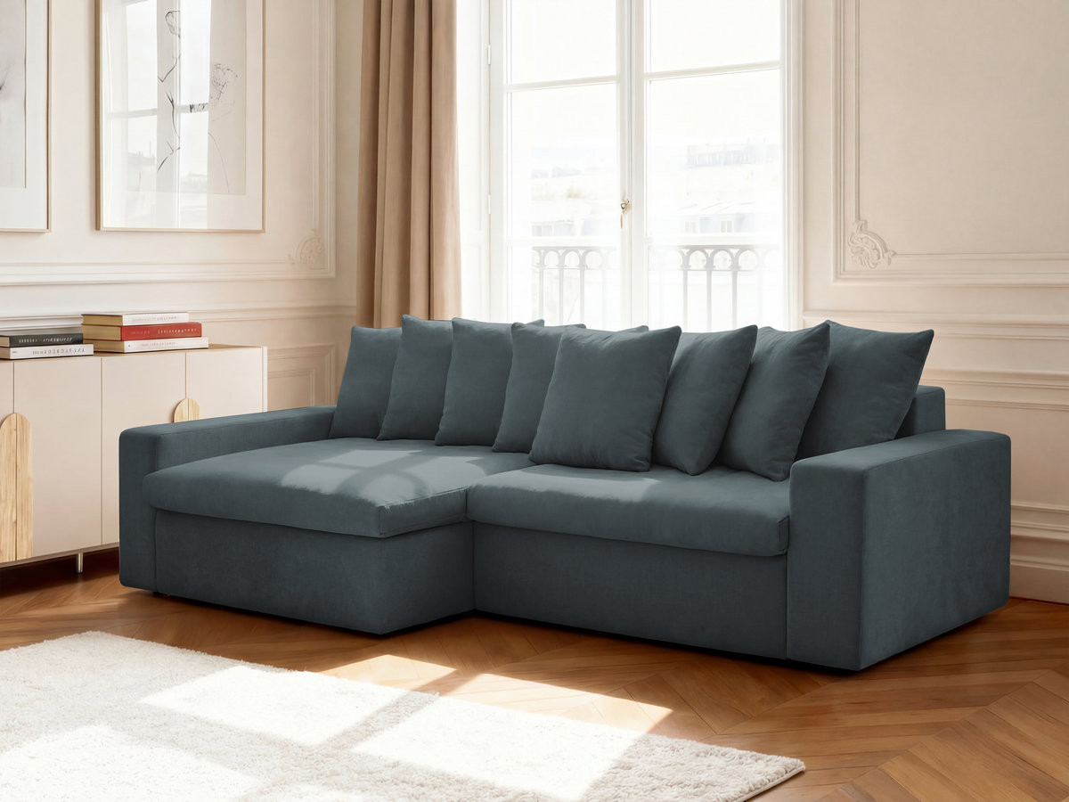 Canapé d'angle fixe ENORE tissu lisse