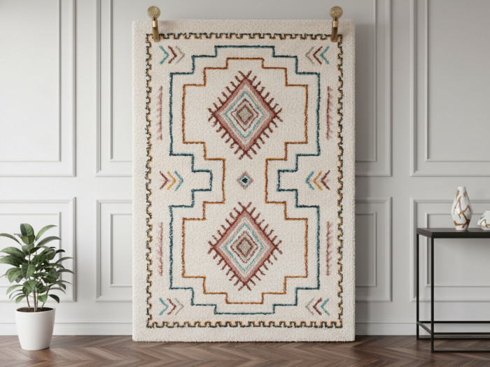 Tapis poils longs MIRA motif berbère