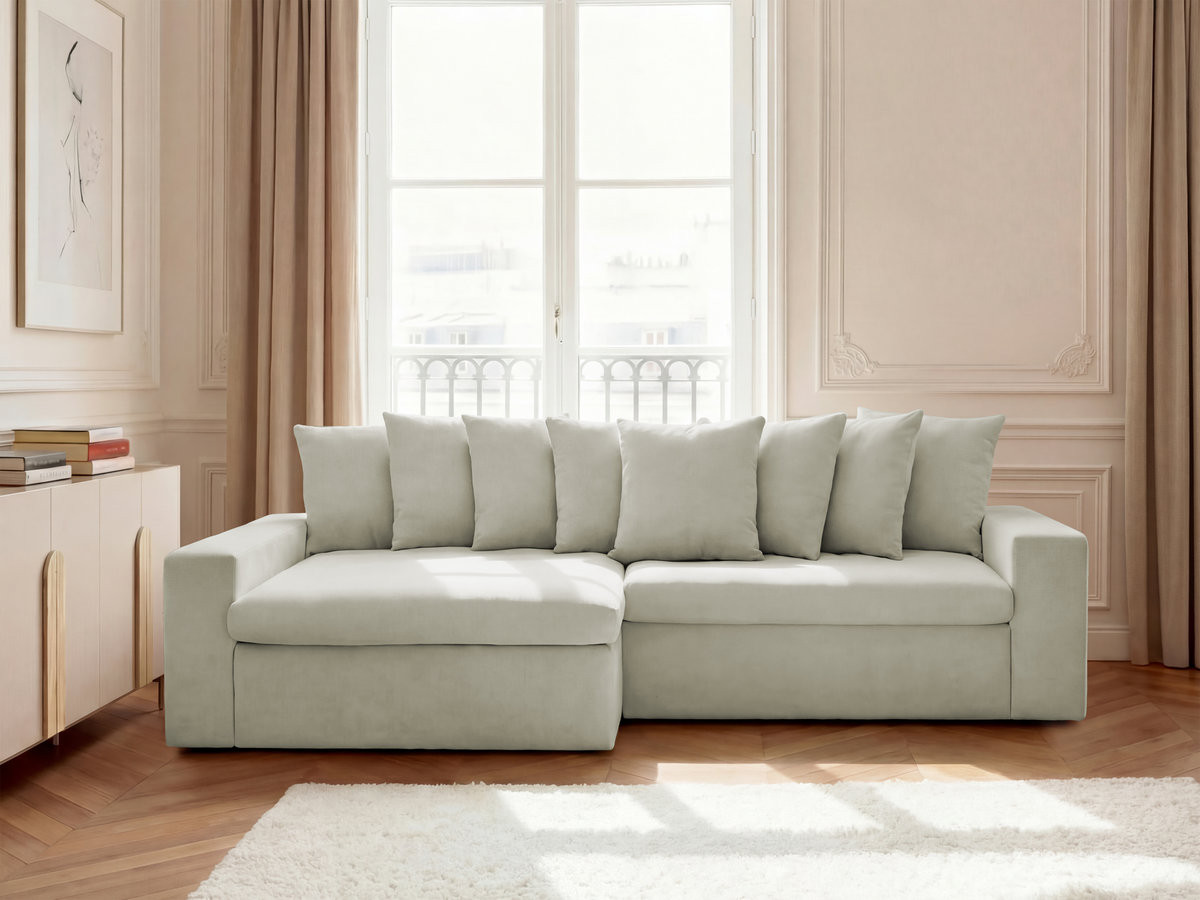 Canapé d'angle fixe ENORE tissu lisse