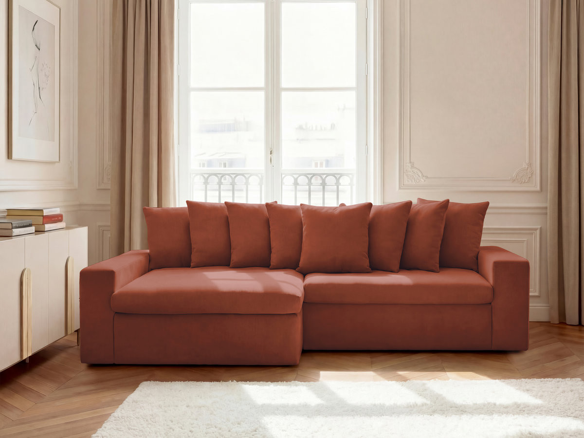 Canapé d'angle fixe ENORE tissu lisse