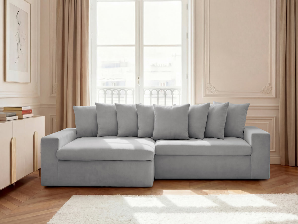 Canapé d'angle fixe ENORE tissu lisse