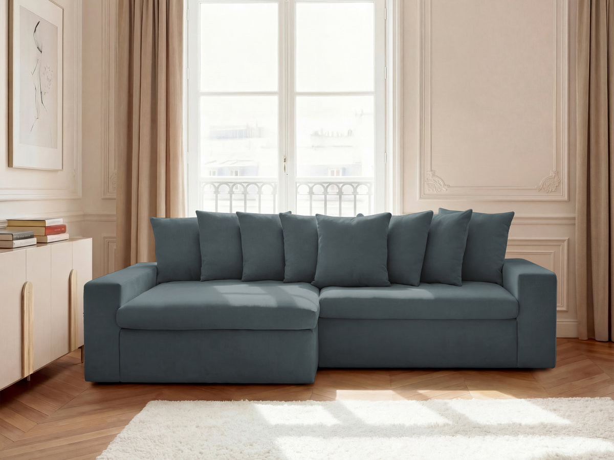 Canapé d'angle fixe ENORE tissu lisse