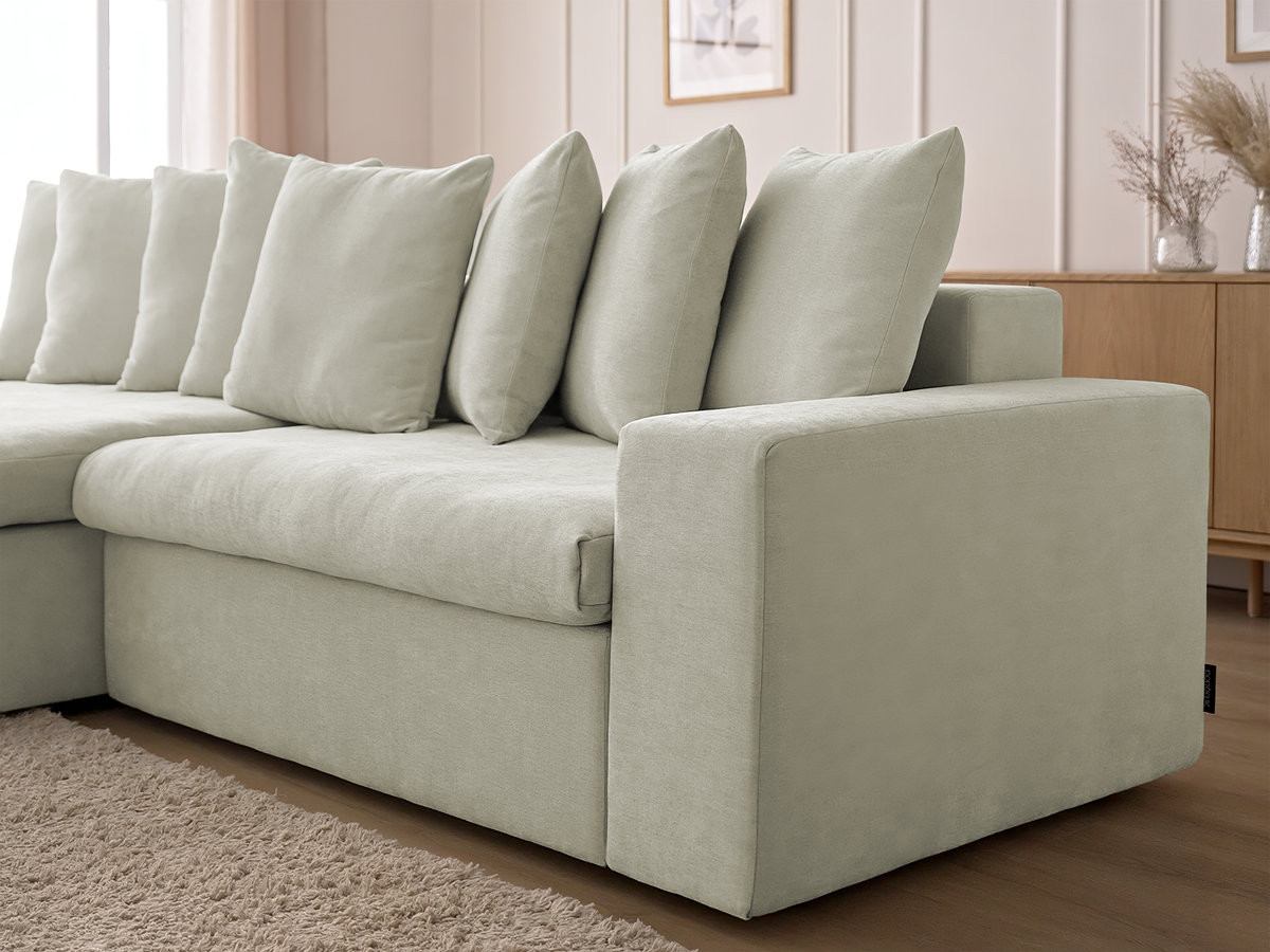 Canapé d'angle fixe ENORE tissu lisse