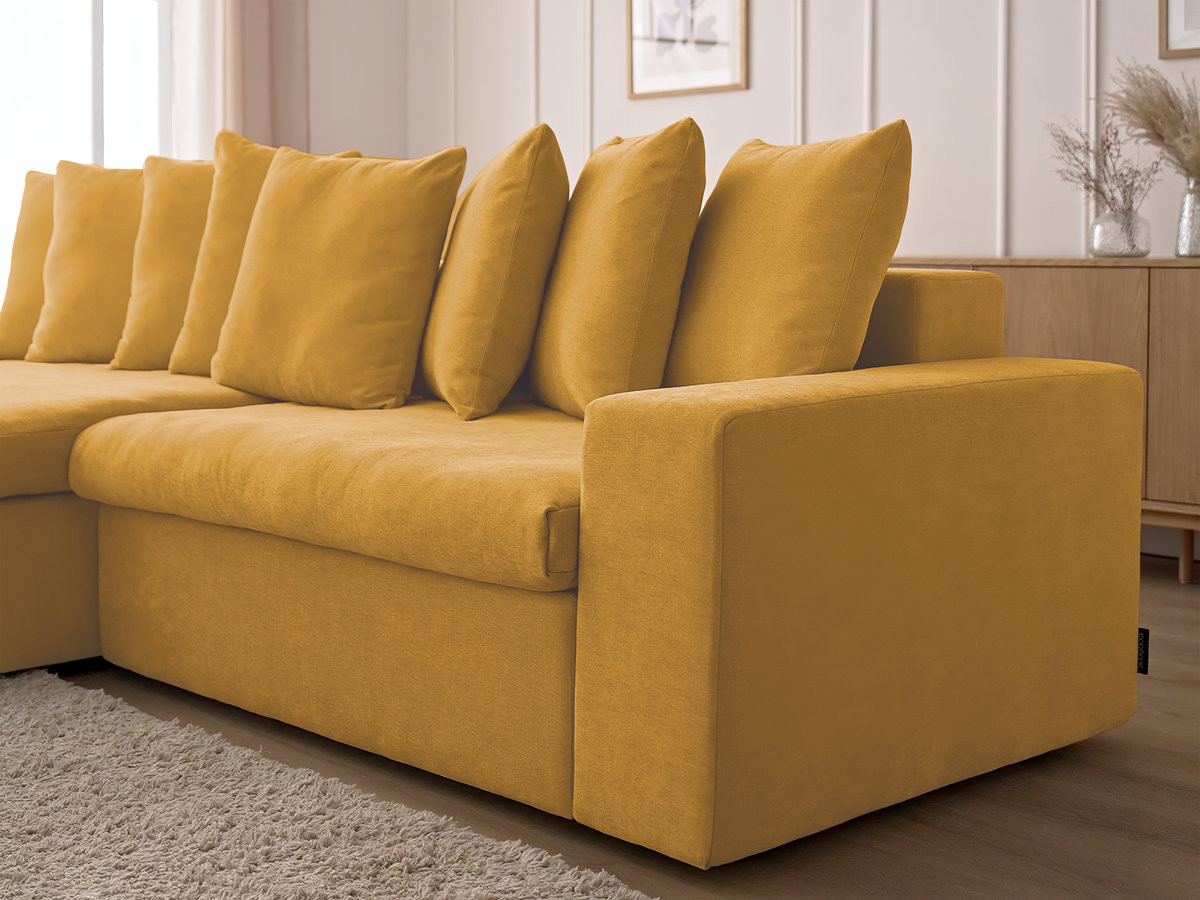 Canapé d'angle fixe ENORE tissu lisse