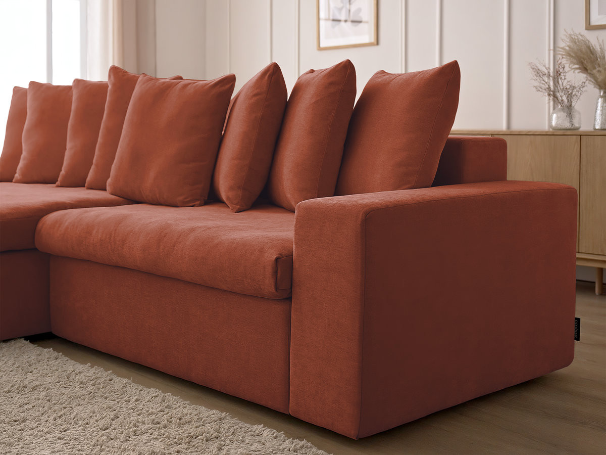 Canapé d'angle fixe ENORE tissu lisse