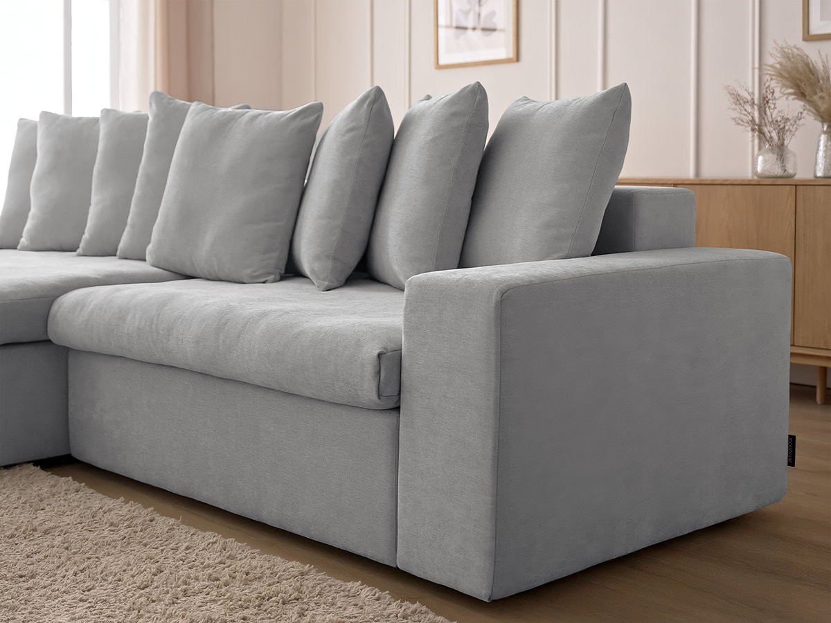 Canapé d'angle fixe ENORE tissu lisse