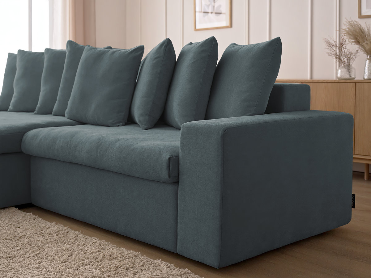 Canapé d'angle fixe ENORE tissu lisse