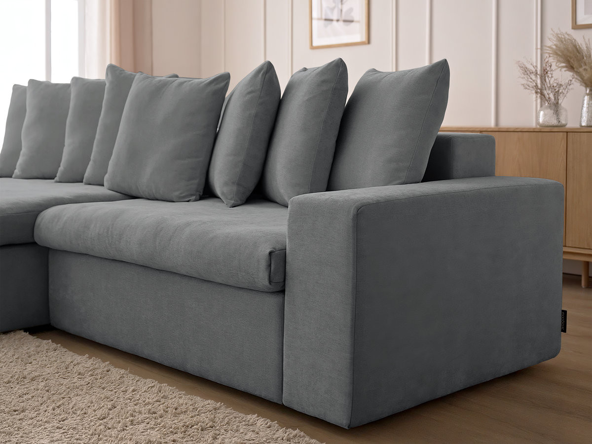 Canapé d'angle fixe ENORE tissu lisse