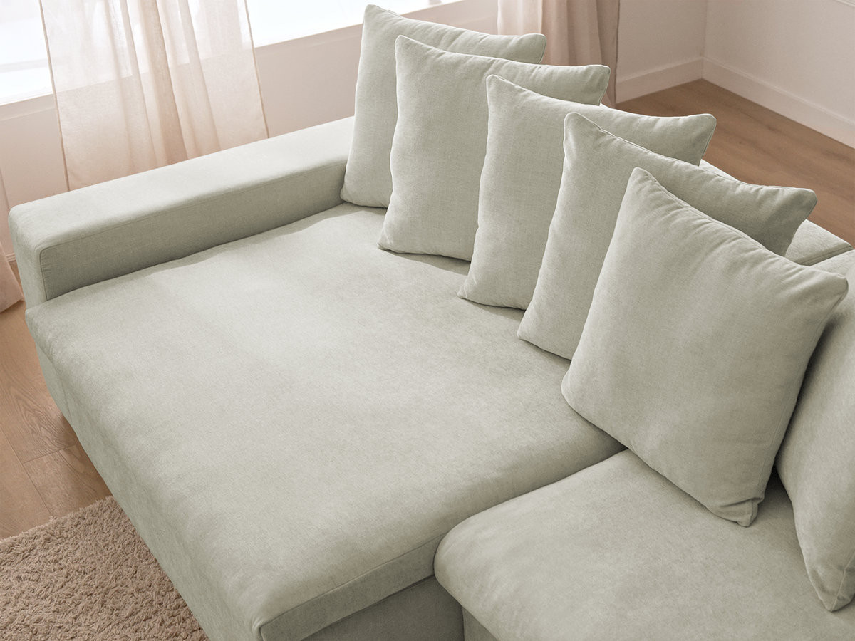 Canapé d'angle fixe ENORE tissu lisse