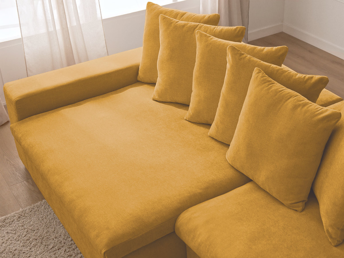 Canapé d'angle fixe ENORE tissu lisse