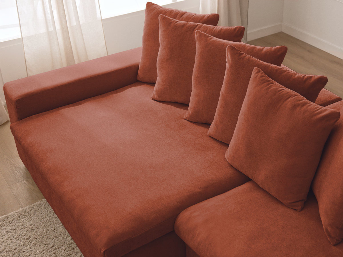 Canapé d'angle fixe ENORE tissu lisse