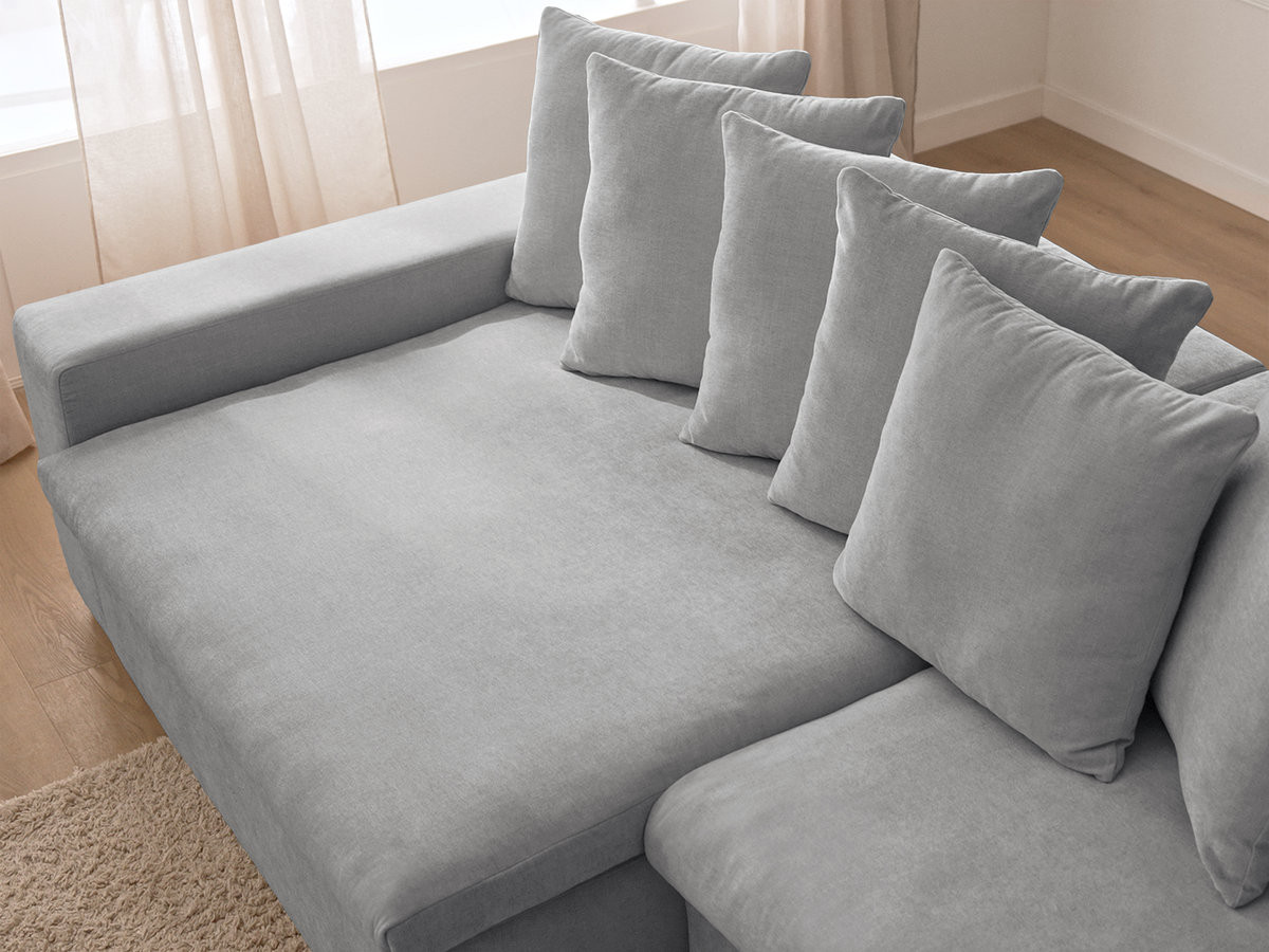 Canapé d'angle fixe ENORE tissu lisse