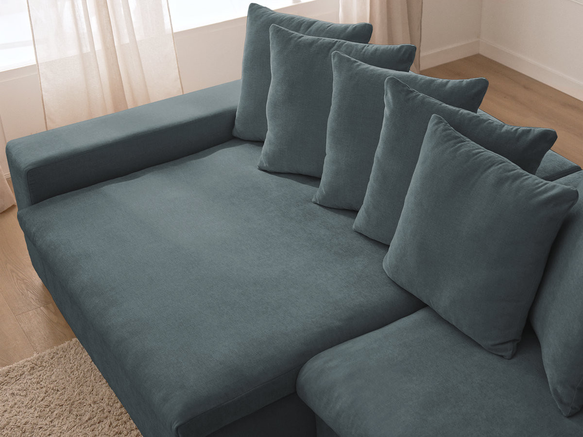 Canapé d'angle fixe ENORE tissu lisse