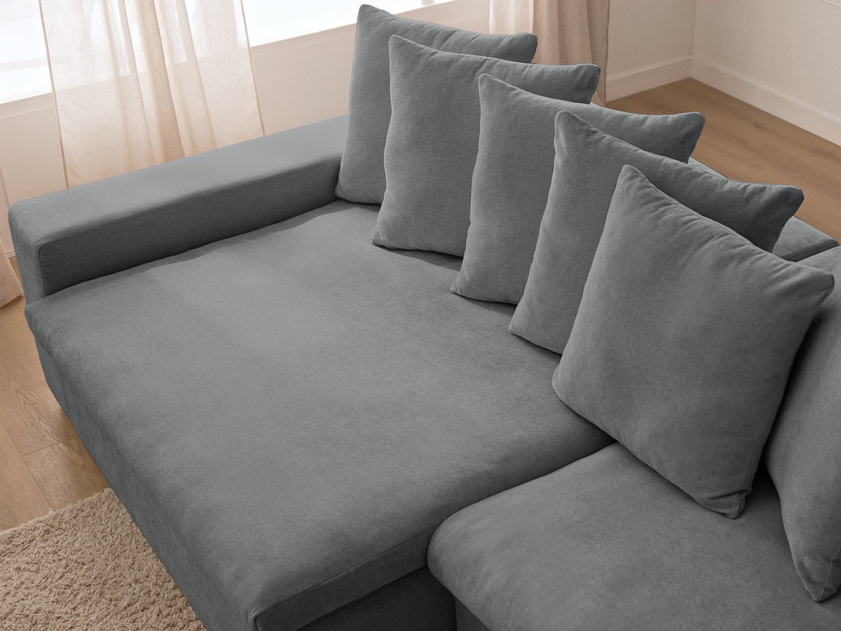 Canapé d'angle fixe ENORE tissu lisse