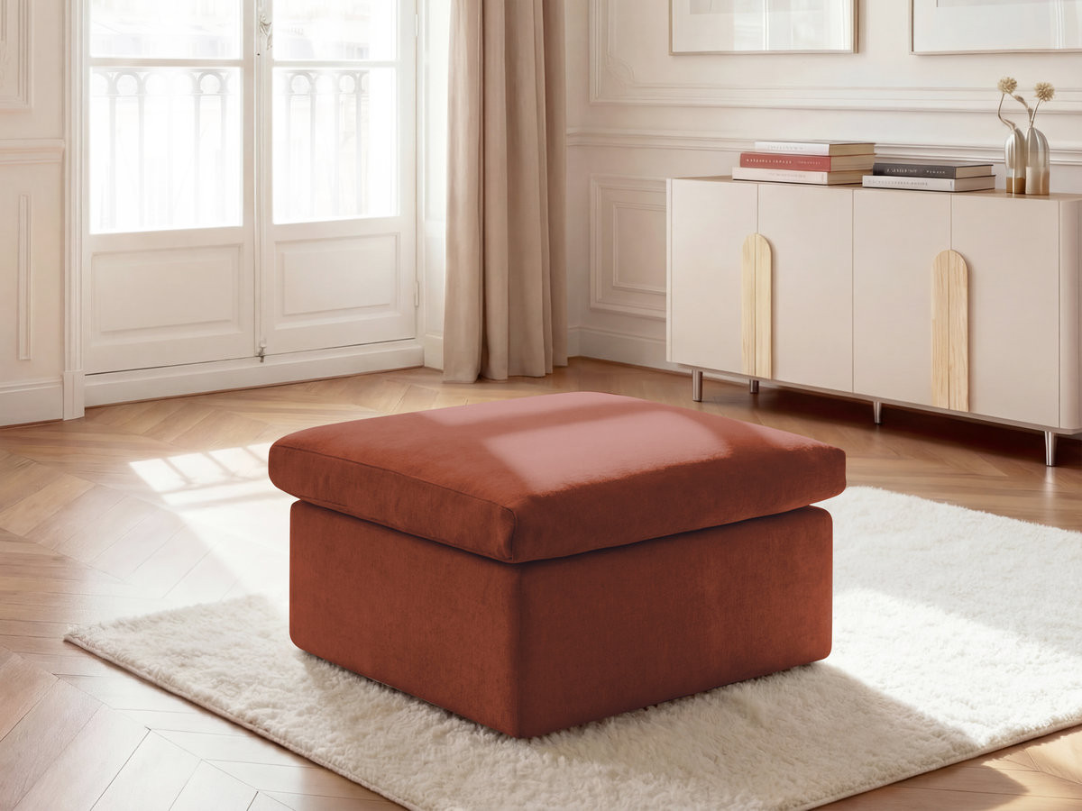 Pouf ENORE lisse rouge