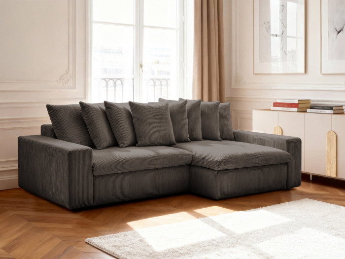 Canapé d'angle fixe ENORE velours côtelé