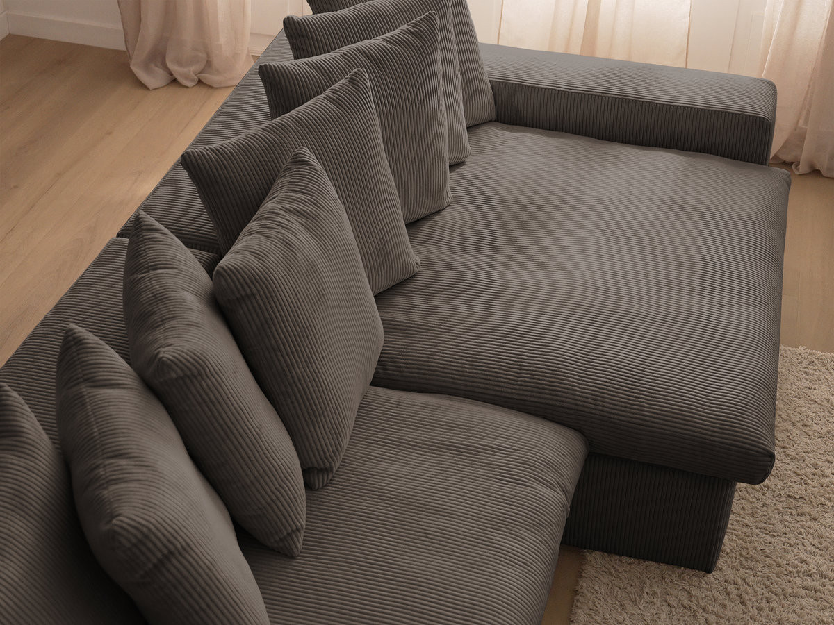 Canapé d'angle ENORE velours côtelé taupe — vue 6