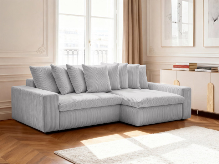 Canapé d'angle fixe ENORE velours côtelé