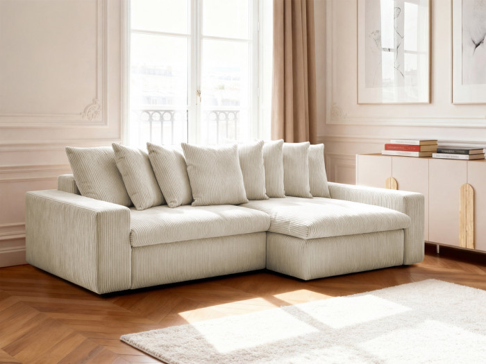 Canapé d'angle fixe ENORE velours côtelé