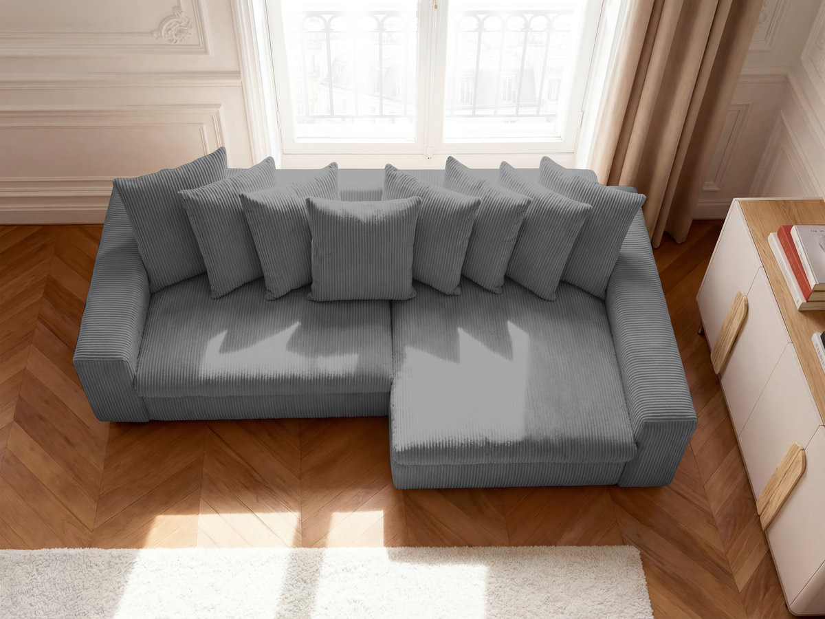 Canapé d'angle ENORE velours côtelé gris foncé — vue 6