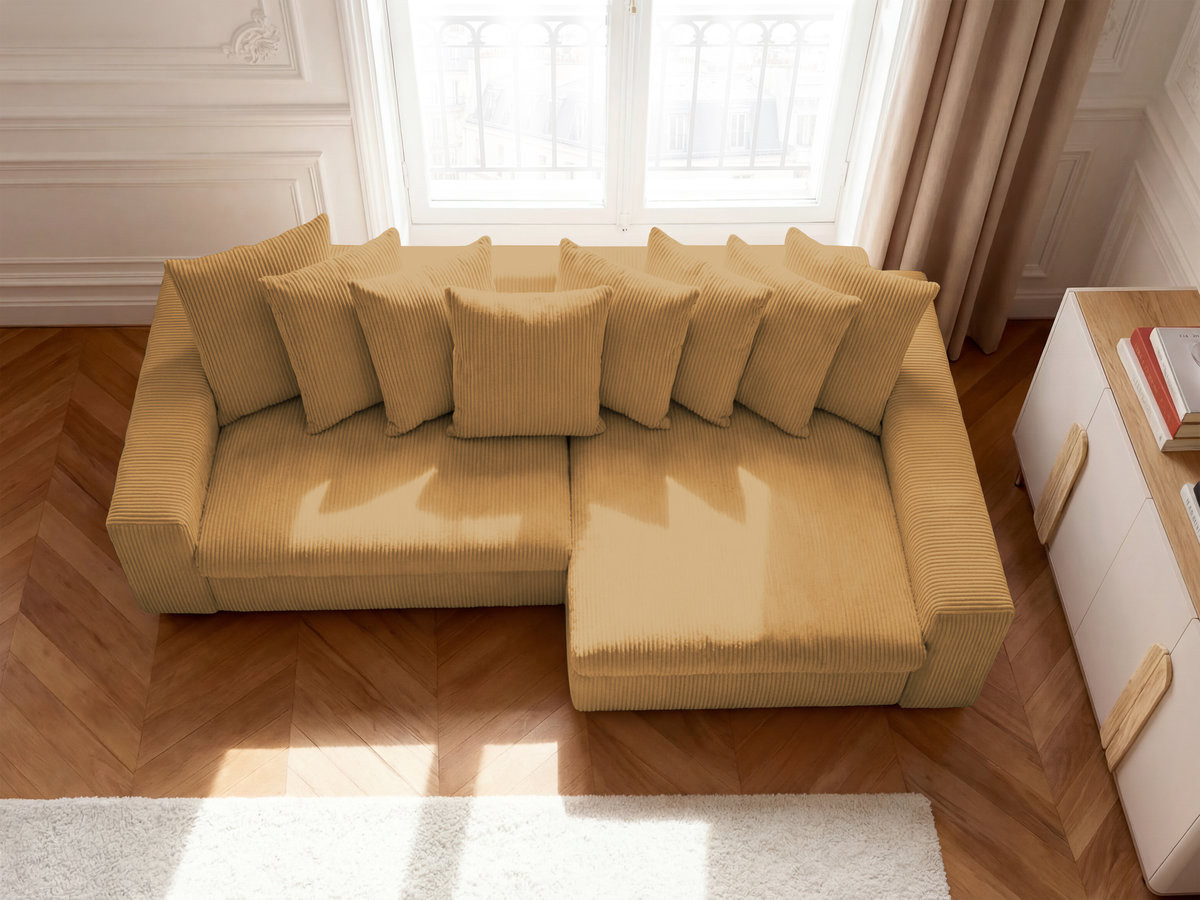Canapé d'angle ENORE velours côtelé jaune — vue 6