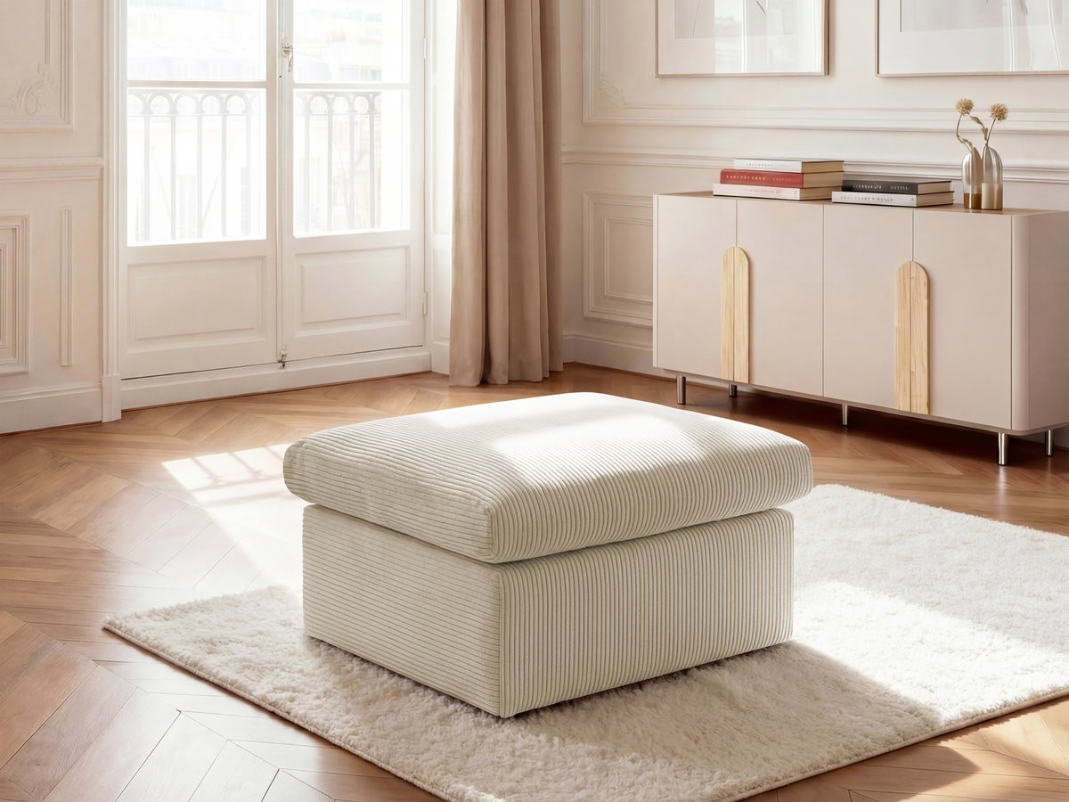 Pouf ENORE tissu velours côtelé