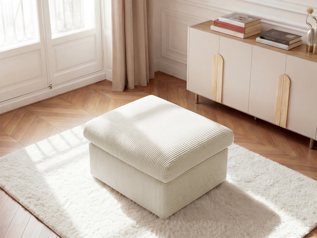 Pouf ENORE velours côtelé beige — vue 5