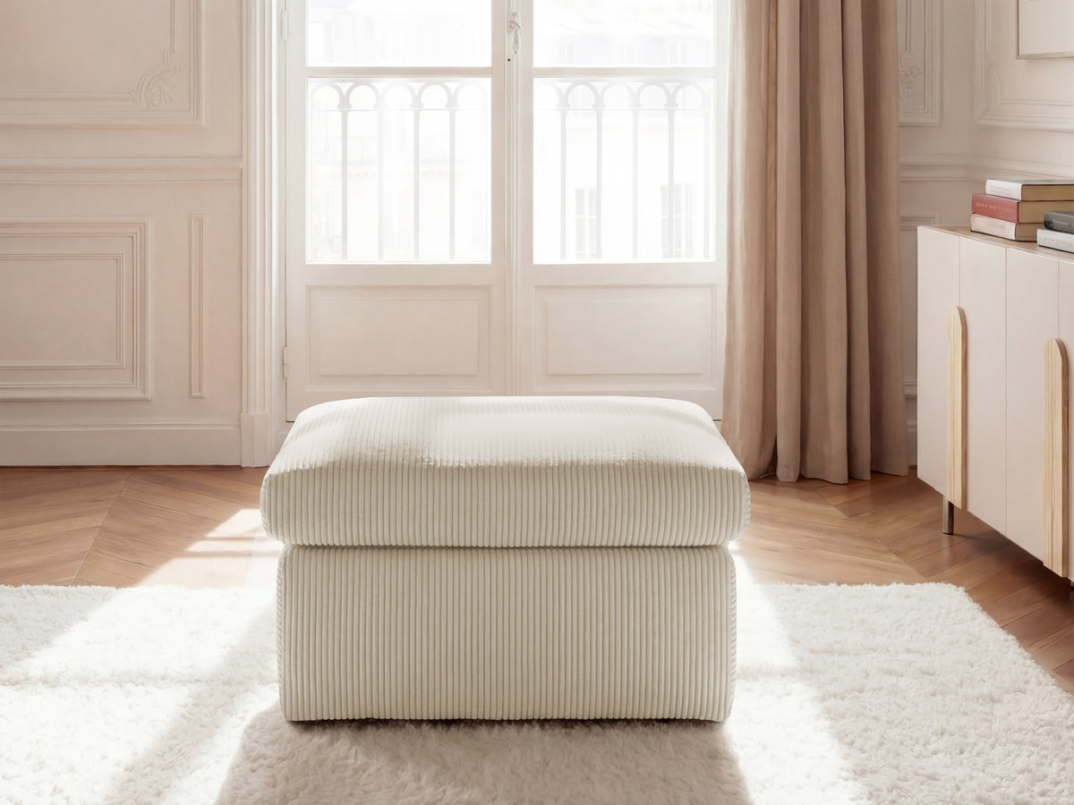 Pouf ENORE velours côtelé beige — vue 6