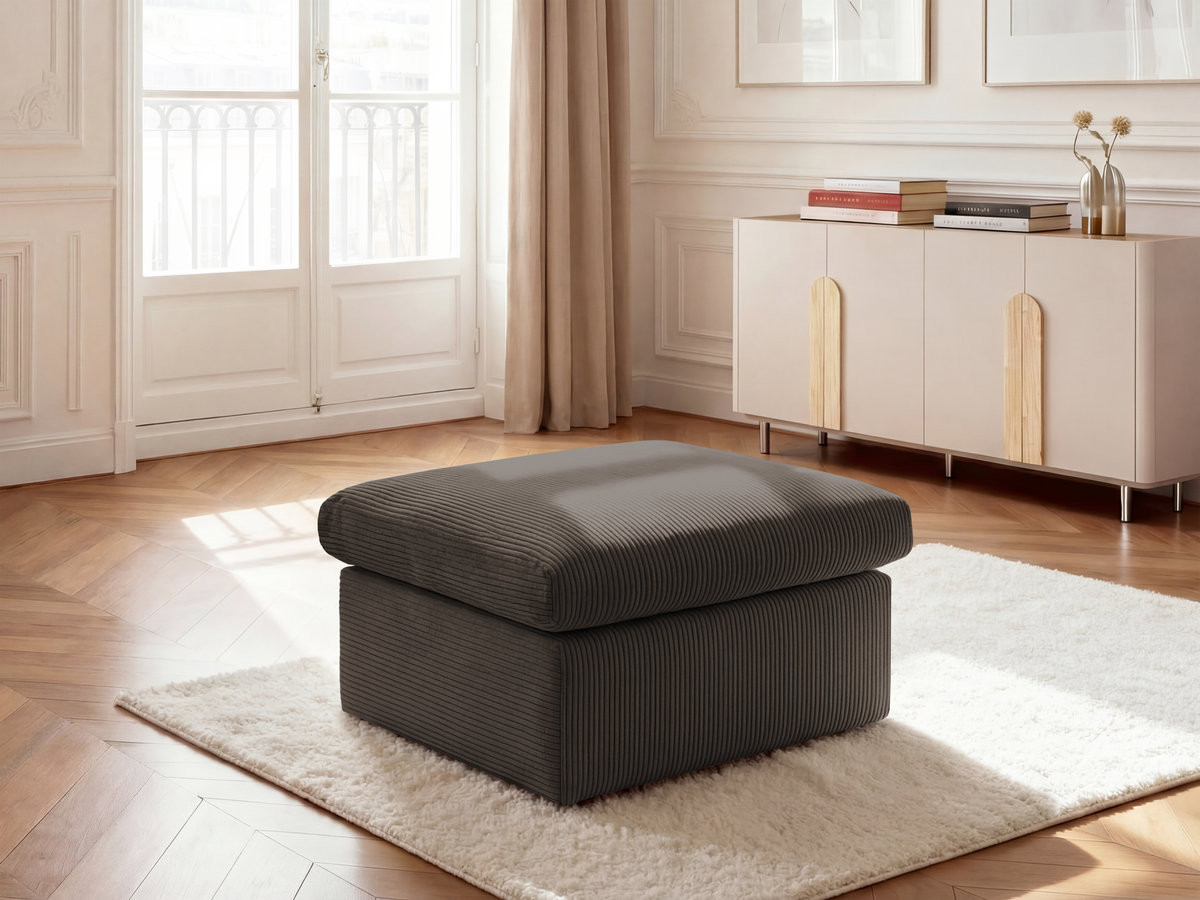 Pouf ENORE velours côtelé taupe