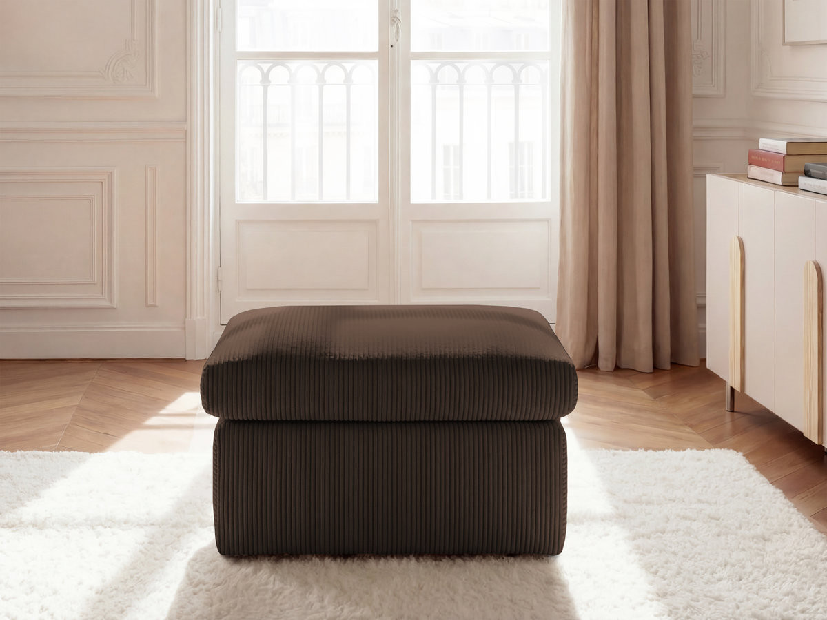 Pouf ENORE velours côtelé marron — vue 5