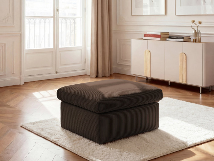 Pouf ENORE tissu velours côtelé