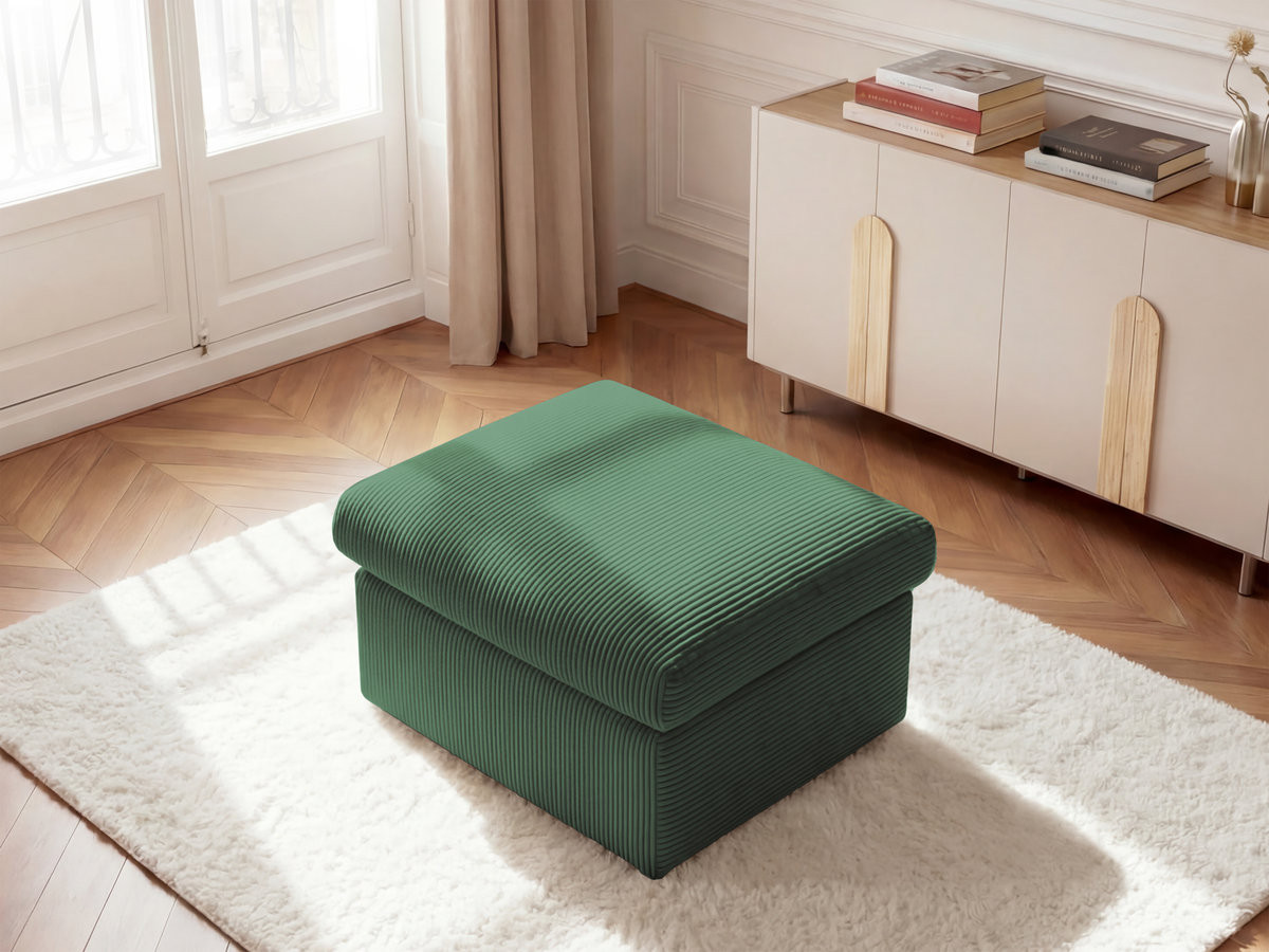 Pouf ENORE velours côtelé vert foncé — vue 6