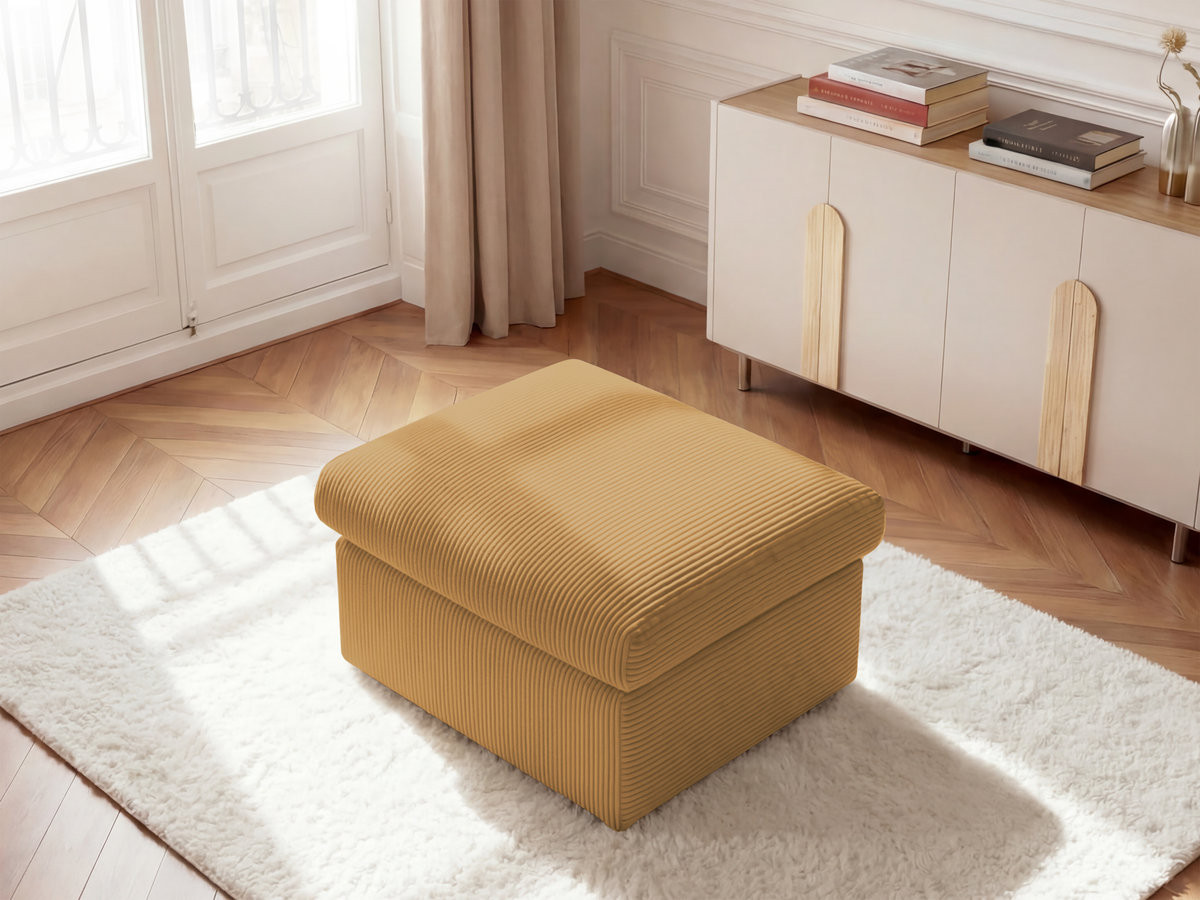Pouf ENORE velours côtelé jaune — vue 6