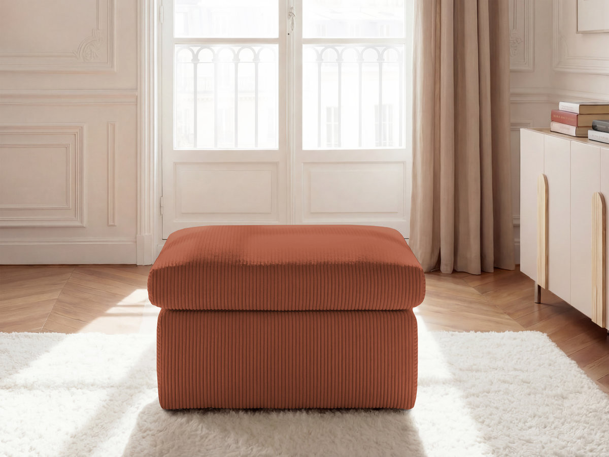 Pouf ENORE velours côtelé orange — vue 5