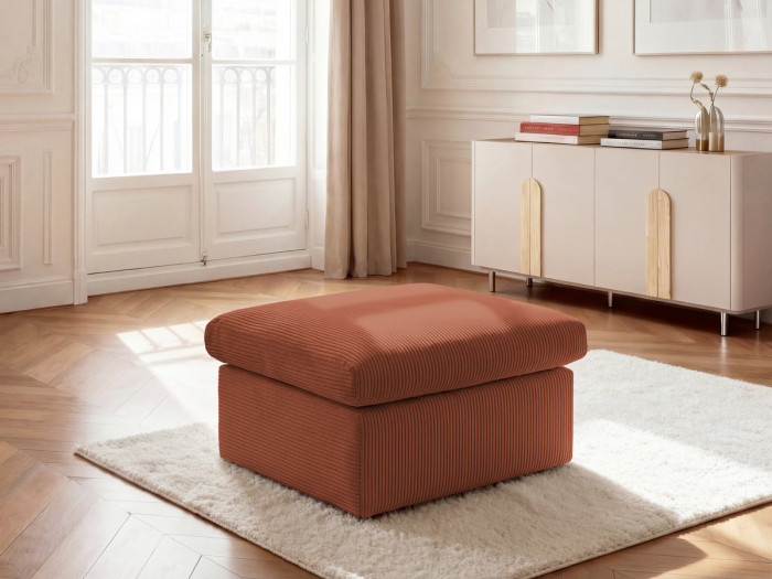 Pouf ENORE tissu velours côtelé
