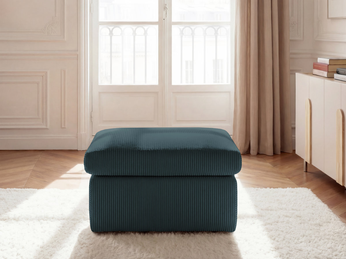 Pouf ENORE velours côtelé bleu foncé — vue 5