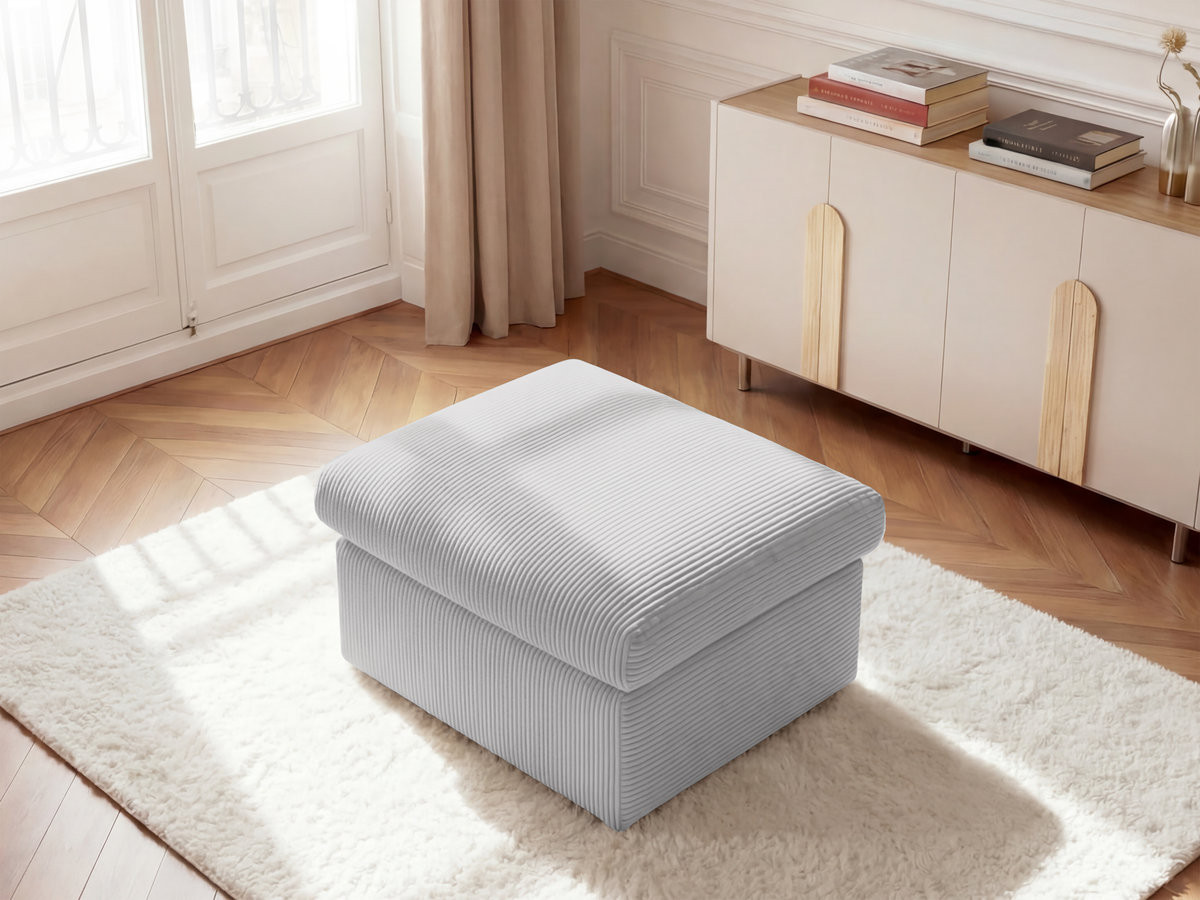 Pouf ENORE velours côtelé gris clair — vue 6