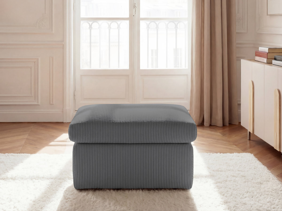 Pouf ENORE velours côtelé gris foncé — vue 6