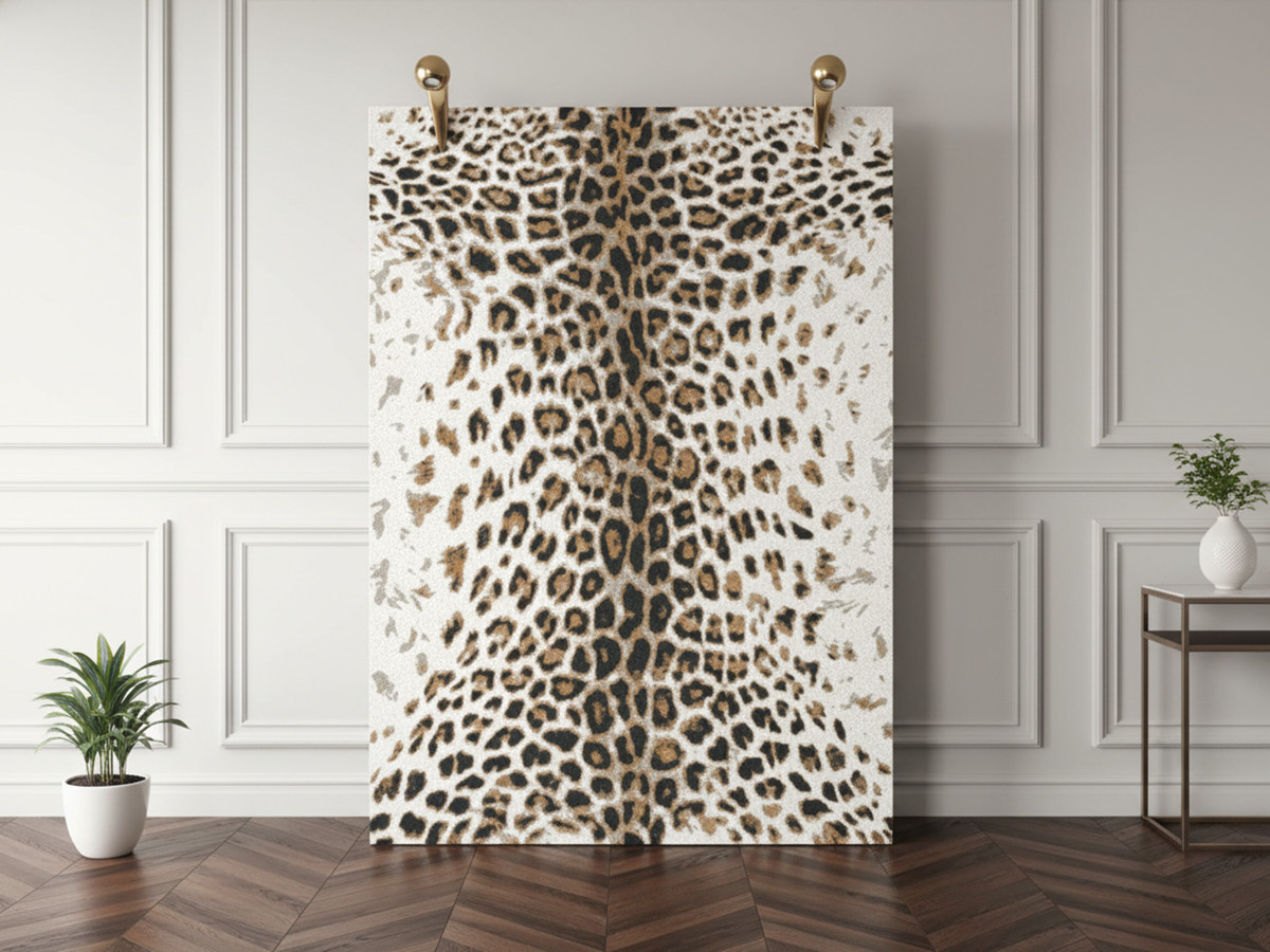 Tapis poils ras MERYL motif léopard