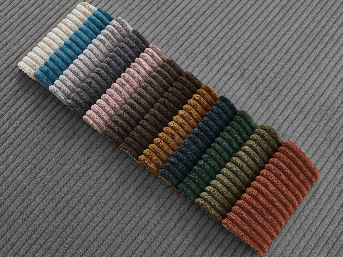 Canapé d'angle ENORE velours côtelé avec pouf gris foncé — vue 5