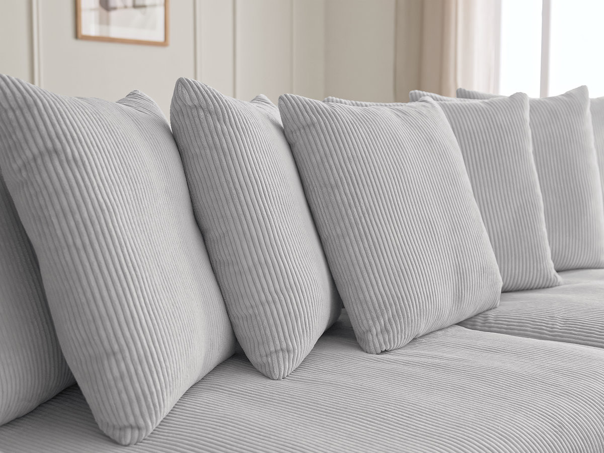 Canapé d'angle fixe ENORE velours côtelé avec pouf